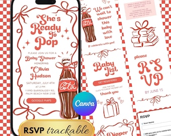 She's Ready To Pop – Baby Shower Website Invitation, Girl Theme, Canva Template (Digital Download)