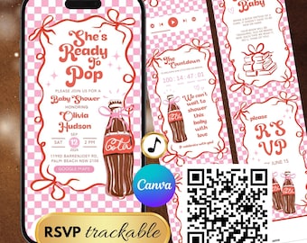 She's Ready To Pop Baby Shower Website Invitation – Pink Girl Theme (Digital Download)