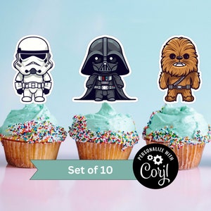 Editable Star War Birthday Cupcake Toppers Template Printable Birthday Party Toppers Digital Kids Party Cake Topper Template Bday Topper sw1