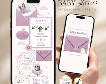 Little Boo Halloween Baby Shower Website Invitation — Interactive Digital Invite (Digital Download)