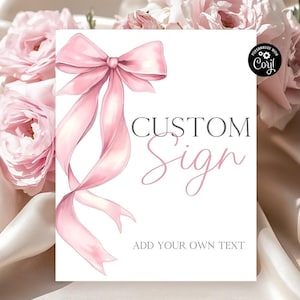 Signes de baby shower noeud rose noeud rose signes modifiables de bébé 8 x 10 signe personnalisé signe paysage signe portrait imprimable 1er anniversaire signes noeuds B13