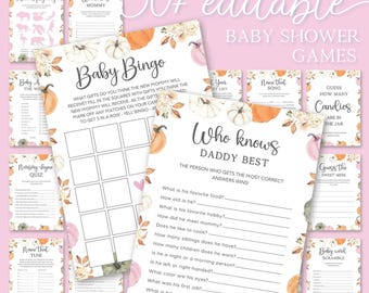 Pumpkin Baby Shower Games Bundle, Autumn Theme (Digital Download)