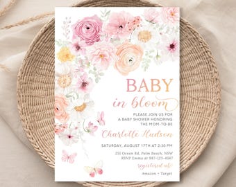 Floral Butterfly Baby Shower Invitation Template (PDF)