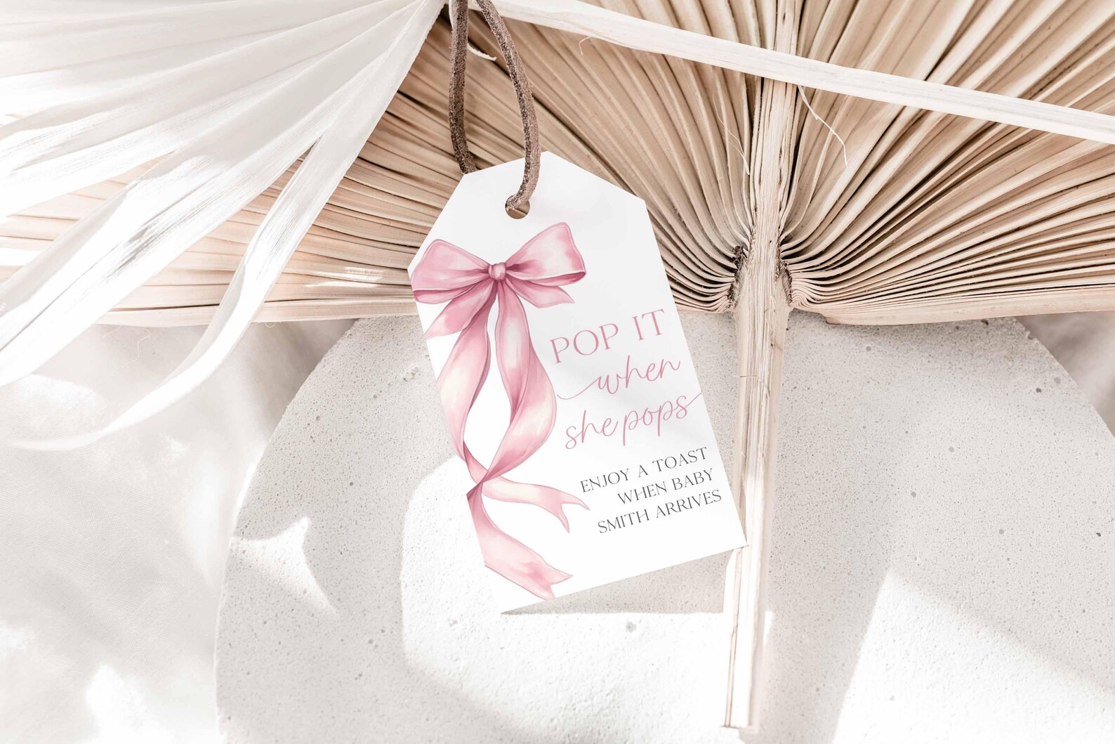 Pop It When She Pops Template Enjoy A Toast Label Pink Bow Baby Shower ...