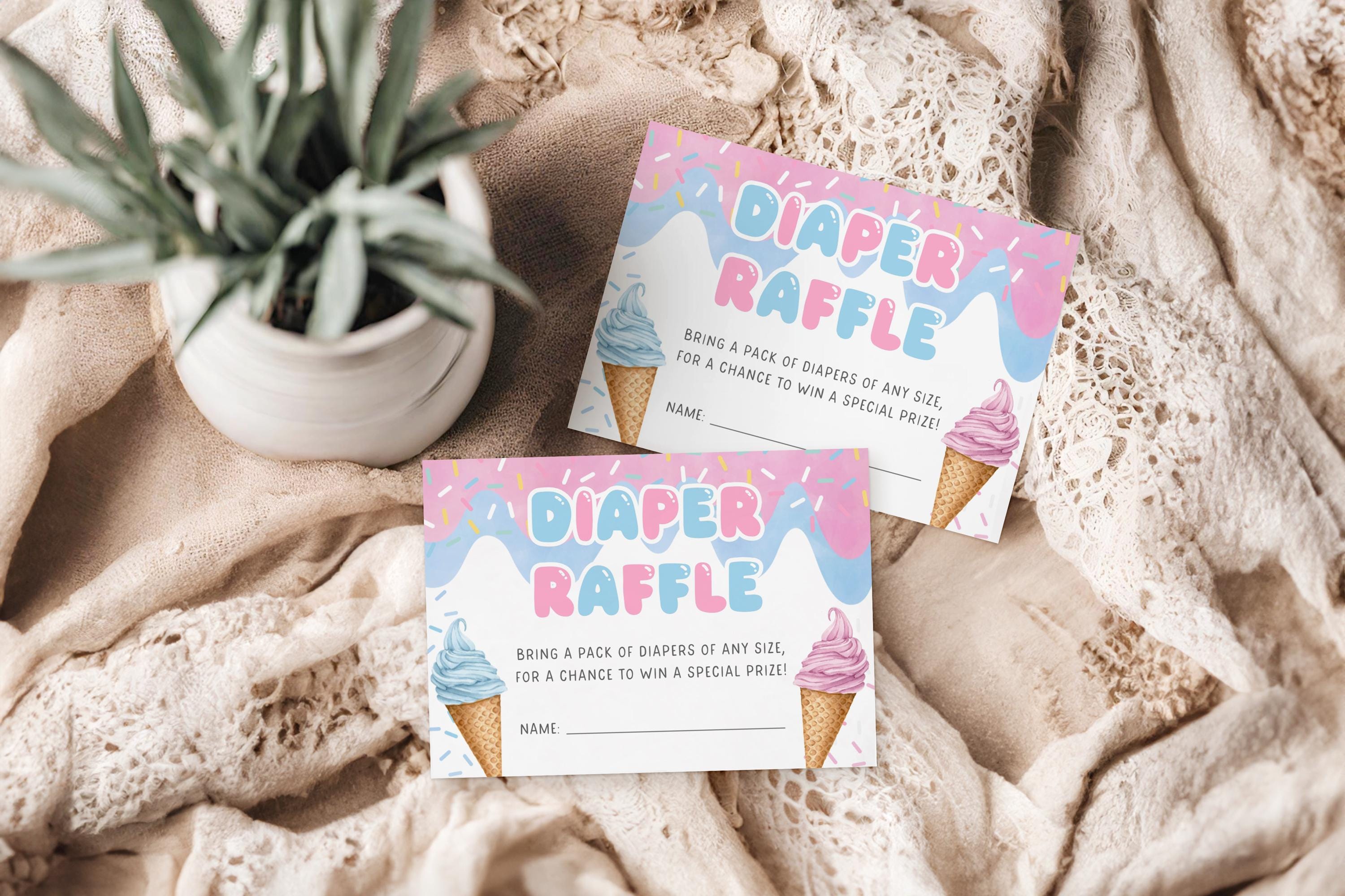 Diaper Raffle Template Ice Cream Gender Reveal Diaper Request Card Baby ...