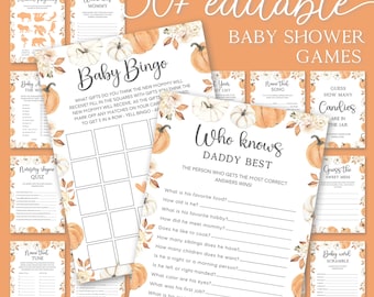 Pumpkin Baby Shower Games Bundle, Fall Autumn Theme (Printable, Instant Download)