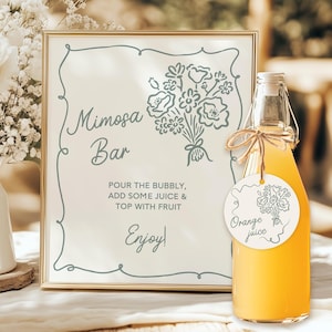 Sage Green Mimosa Bar Sign Template Juice Labels Mimosa Juice Tags Fresh Off The Market Bridal Shower Floral Mimosa Sign Baby Shower FO4