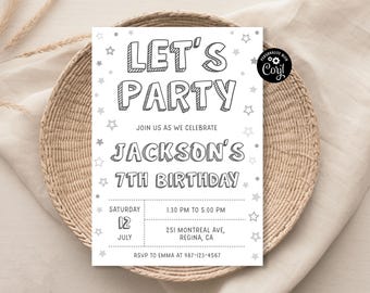Minimalist Birthday Party Invitation Template (PDF or JPEG)