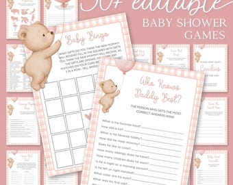 Bear Baby Shower Games Bundle Template Bear Balloon Baby Games Bundle Bearly Wait Baby Shower Games Package Baby Party Games Pack TB9