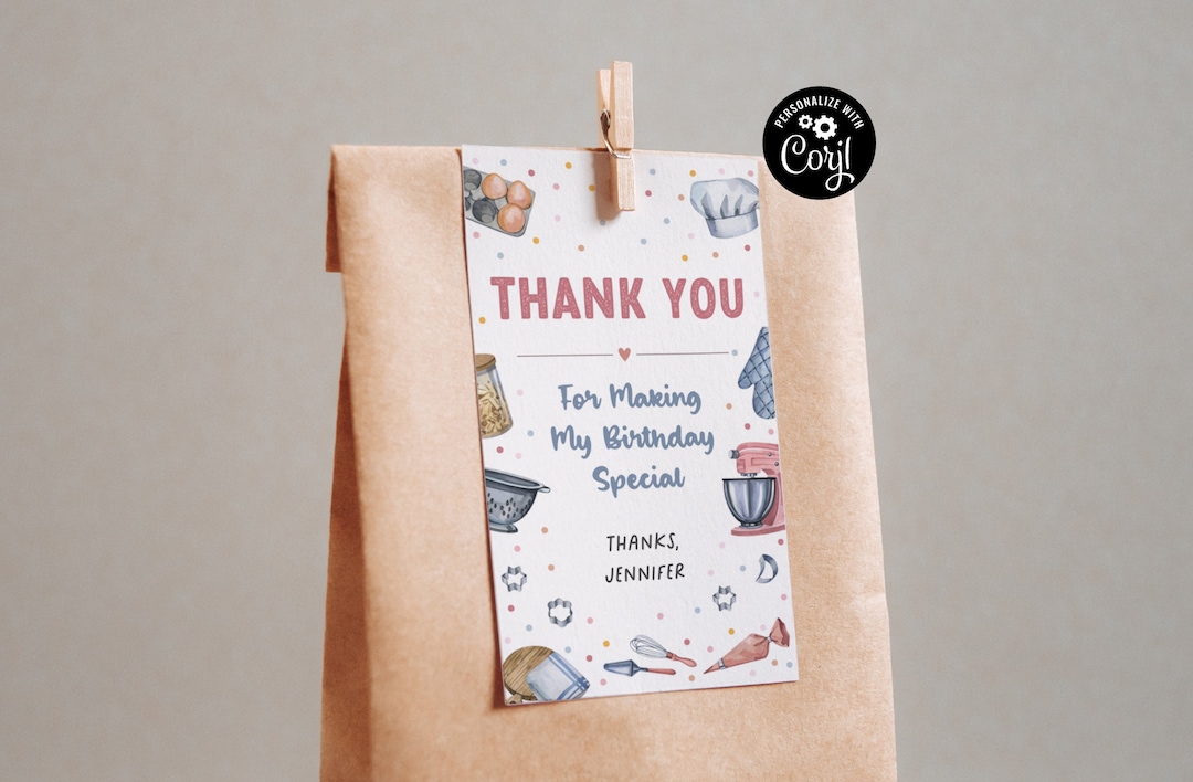 Editable Baking Birthday Gift Tag Template Sweet Birthday Party Baking ...
