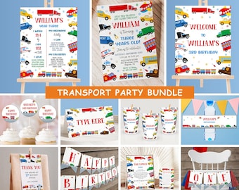 Editable Transportation Bundle Honk Beep Choo Choo Train Truck Birthday Bundle Cars Birthday Invite Transport Birthday Bundle TR3
