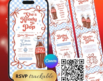 She's Ready To Pop – Baby Shower Website Invitation, Boy Theme, Canva Template (Digital Download)