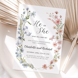 Wildflower Gender Reveal Invitation, Spring Floral Design (Digital Download) image 7