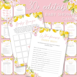 Lot de jeux de baby shower floral pour fille Ensemble de jeux de bébé pour fille – Ensemble de jeux de baby shower floraux – Pack de jeux de cartes roses MS3