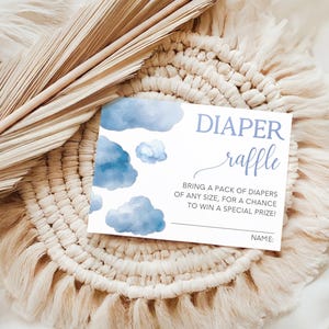 Carte de tirage au sort de couches Cloud Nine sur le billet de commande de couches pour baby shower Cloud 9 Bleu Cloud Nine Baby Shower Boy We're on Cloud Nine Shower CN1