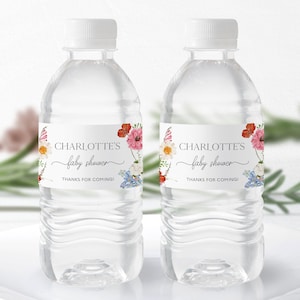 Water Bottle Label Wildflower Baby Shower Labels Wildflower Water Label Sticker Baby in Bloom Water Labels Baby Shower water bottle BB4
