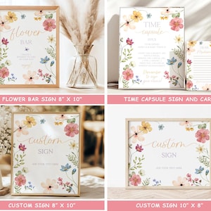 Wildflower Baby Shower Bundle Editable Wild Flower Baby Shower Set Girl Floral Boho Baby Shower Suite Baby In Bloom Bundle Package WF4 image 7