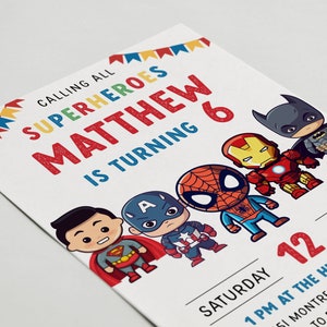 Editable Superheroes Birthday Invitation Template Printable Birthday Party Invitation Kids Party Invite Template Superhero Bday Card sh1 image 5