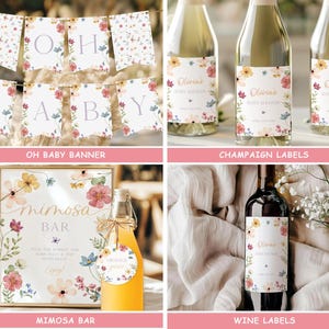 Wildflower Baby Shower Bundle Editable Wild Flower Baby Shower Set Girl Floral Boho Baby Shower Suite Baby In Bloom Bundle Package WF4 image 8