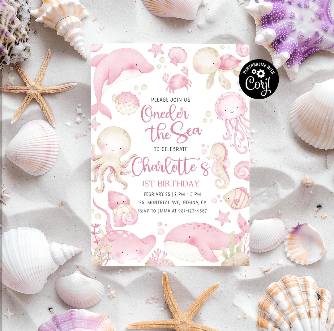 Oneder the Sea Birthday Invitation Printable Under the Sea Editable Template 1st Birthday Invite ...
