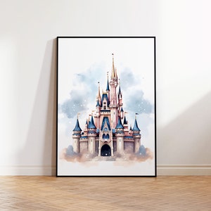 Magic Kingdom Art Print Magic Castle Watercolor Poster Princess Castle Printable Tale Castle Painting Nursery Wall Art Kids Room Wall Decor