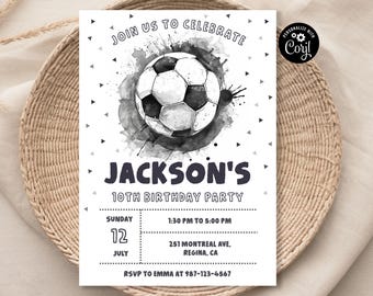 Editable Soccer Invitation Template Printable Soccer Birthday Party Soccer Party Invitations Digital Soccer Invite Game Sports Invitation