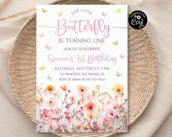 Butterfly Birthday Butterfly Invitation 1st Birthday Invite First Birthday Invitation Butterfly Invite Girl Butterfly Party Butterfly Party