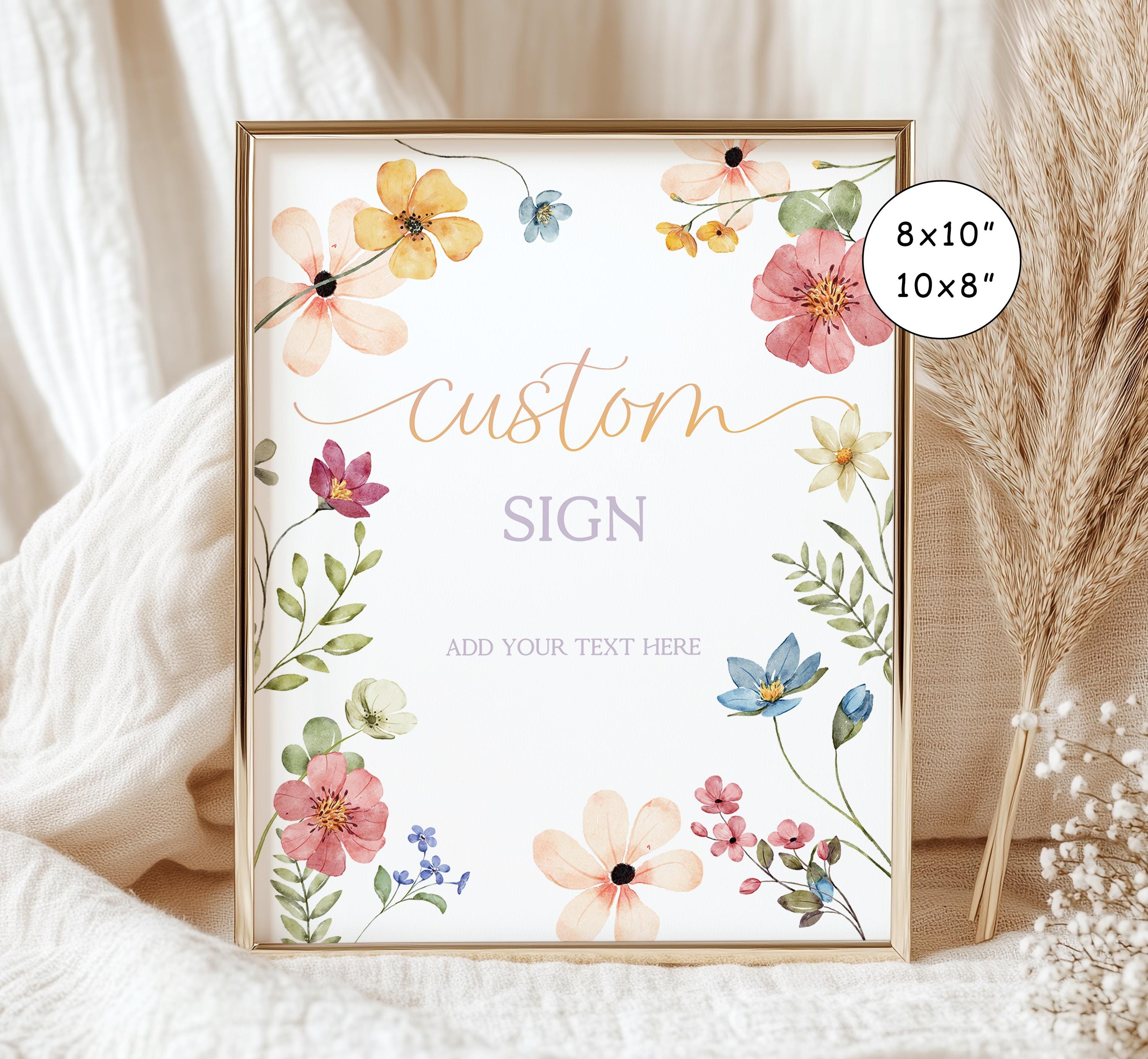 Wildflower Custom Sign Template Wild Flower Sign Baby Shower Sign Floral Boho Custom Sign Little Wildflower Decoration Birthday Decor WF4