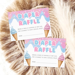 Modèle de tombola de couches Carte de demande de couche de révélation du sexe de la crème glacée Jeu de couches pour baby shower Qu'est-ce que c'est Carte d'insertion de couches IC2