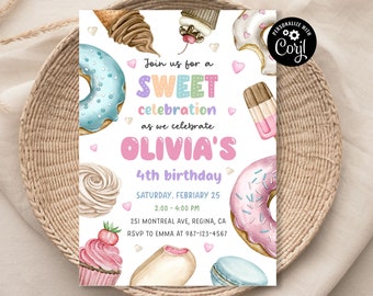 Editable Sweets Candy Invitation Template Sweet Candy Birthday Invitation Sweet Celebration Birthday Invitation Candy Party Invitation Sweet