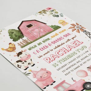Editable Farm Birthday Invitation Girl Farm Animals Girl Barnyard ...