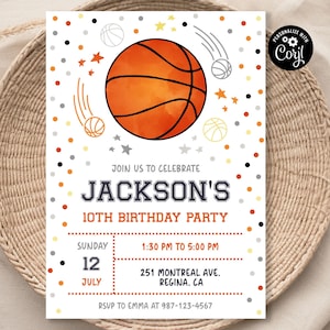 Editable Basketball Birthday Invitation Template Printable Basketball Invitation Basketball Invite Basketball Party Boy Party Invitation