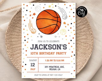 Editable Basketball Birthday Invitation Template Printable Basketball Invitation Basketball Invite Basketball Party Boy Party Invitation