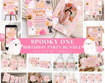 Spooky One Bundle Girls 1st Birthday Bundle Spooky One Halloween Birthday Bundle First Birthday Bundle Girl Birthday Decorations Invite CG14