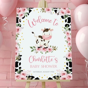 Holy Cow Baby Shower Holy Cow Welcome Sign Template Holy Cow Shower Party Sign Girl Barnyard Baby Shower Cow Decoration C3
