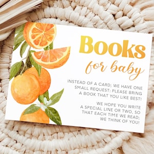 Kleine schatje babyshowerboeken voor baby spel bewerkbare clementine oranje schatje onderweg Citrus babyshowerboeken verzoekkaart mandarijn OR1