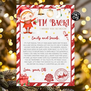 Editable Elf Arrival Letter Return Letter Christmas Elf I&#39;m Back Elf Welcome Christmas Elf Letter From Your Elf Template Departure Letter