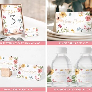 Wildflower Baby Shower Bundle Editable Wild Flower Baby Shower Set Girl Floral Boho Baby Shower Suite Baby In Bloom Bundle Package WF4 image 5