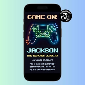 Editable Video Game Party Invitation Mobile Gamer Birthday Invite Game Party Evite Template Gaming Birthday Game Party Instant Download