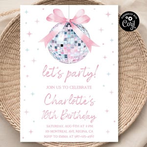 Disco Ball Birthday Invitation ANY AGE Disco Party Disco Birthday Disco Theme Party Dancing Queen Disco Invitation Disco Party Invite db1 image 1