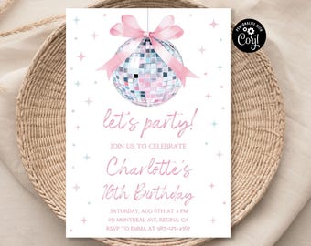 Disco Ball Birthday Invitation ANY AGE Disco Party Disco Birthday Disco Theme Party Dancing Queen Disco Invitation Disco Party Invite db1