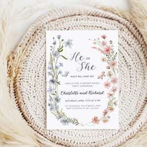 Wildflower Gender Reveal Invitation, Spring Floral Design (Digital Download) image 8
