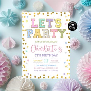 Invitación a fiesta de cumpleaños con letras de parche Cumpleaños de niña Invitación con letras de parche universitaria Fiesta preppy Fiesta de cumpleaños con parche Fiesta con parche universitaria