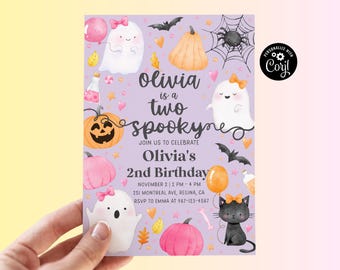 Spooky Ghost Birthday Invitation | Halloween 2nd Birthday Party (Digital Download)