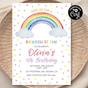 Editable Rainbow Birthday Invitation Rainbow Invite Colorful Rainbow Girl&#39;s Party Invite Rainbow of Fun Rainbow Party Rainbow Invite