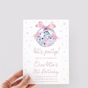 Disco Ball Birthday Invitation ANY AGE Disco Party Disco Birthday Disco Theme Party Dancing Queen Disco Invitation Disco Party Invite db1 image 6