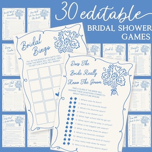 Bridal Shower Games Template Bridal Games Editable Games Bridal Blue Fresh Off The Market Games Printable Games Pack Modern Games Bundle FO2