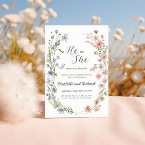 Wildflower Gender Reveal Invitation, Spring Floral Design (Digital Download) image 9