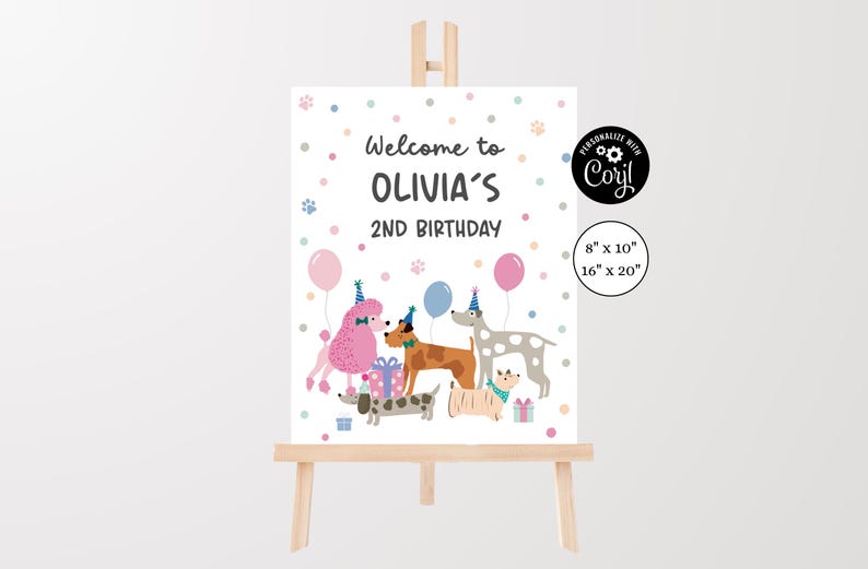 Editable Dog Welcome Sign Puppy Party Sign Printable Dog Pawty Welcome ...