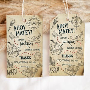 Pirate Gift Tag Pirate Birthday Thank You Tag Pirate Favor Tags Pirates Themed Template Pirate Theme Bday Card Pirate Party Favors Label PR5